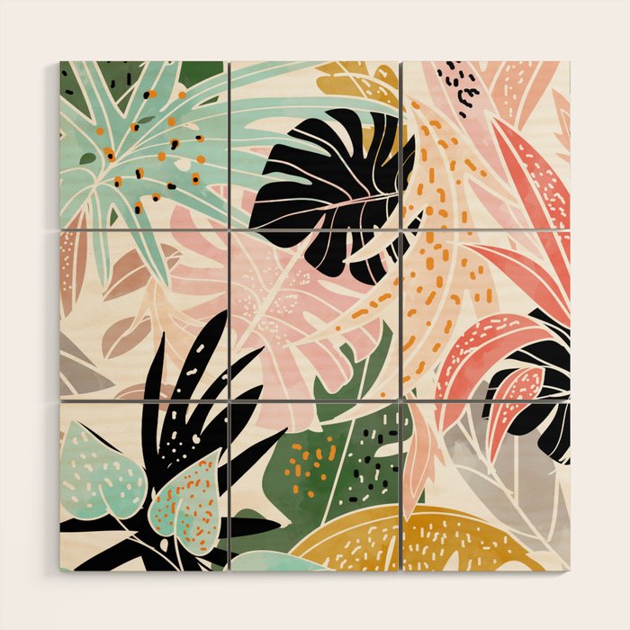 Veronica, Tropical Eclectic Bold Monstera Palm Illustration Nature Modern Colorful Jungle Wood Wall Art Gallery Image 1