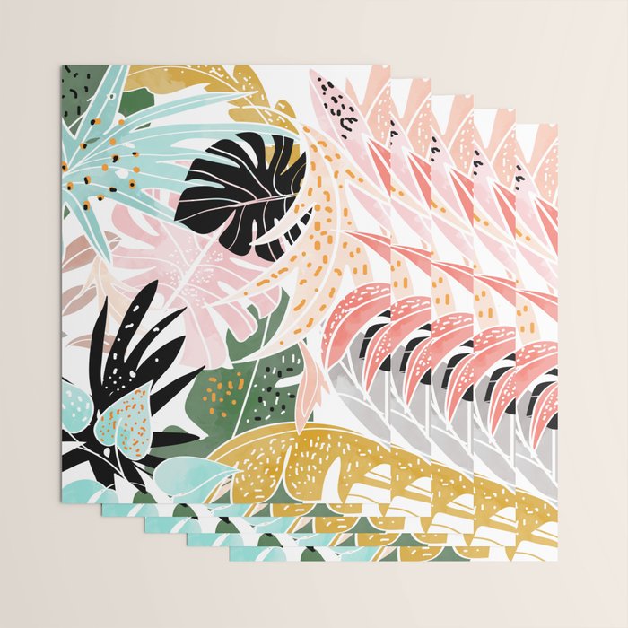 Veronica, Tropical Eclectic Bold Monstera Palm Illustration Nature Modern Colorful Jungle Wrapping Paper Gallery Image 3