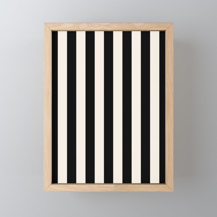 Black And Cream White Vertical Stripes Mini Art Print Gallery Image 1