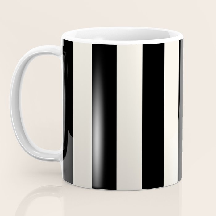 Black And Cream White Vertical Stripes Coffee Mug Gallery Image 3