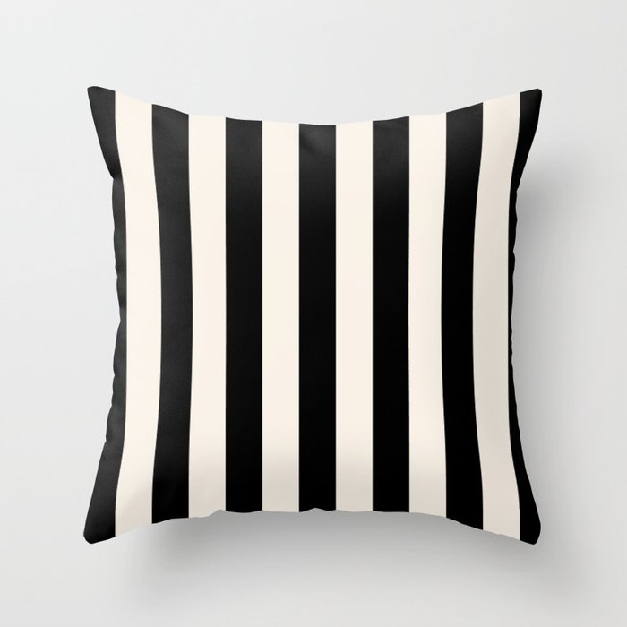 Black And Cream White Vertical Stripes Throw Pillow Gallery Image 6