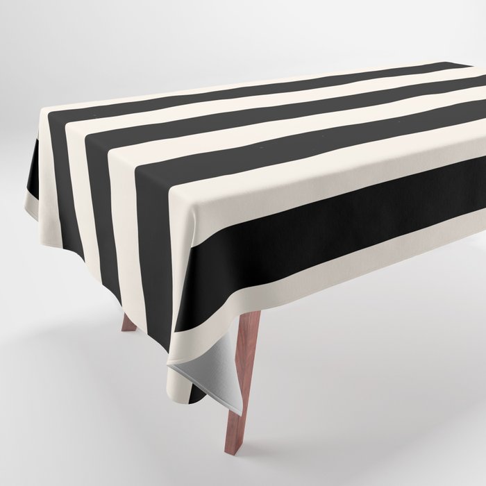 Black And Cream White Vertical Stripes Tablecloth Gallery Image 1