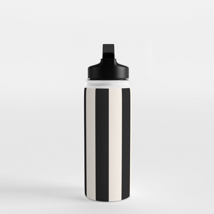 Black And Cream White Vertical Stripes Water Bottle Gallery Image 3