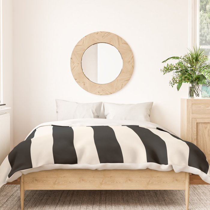 Black And Cream White Vertical Stripes Duvet Cover Gallery Image 3