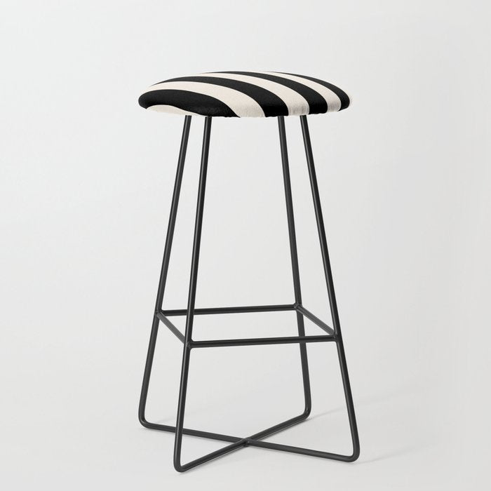 Black And Cream White Vertical Stripes Stool Gallery Image 1