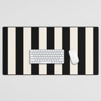 Black And Cream White Vertical Stripes Desk Mat Gallery Image 1
