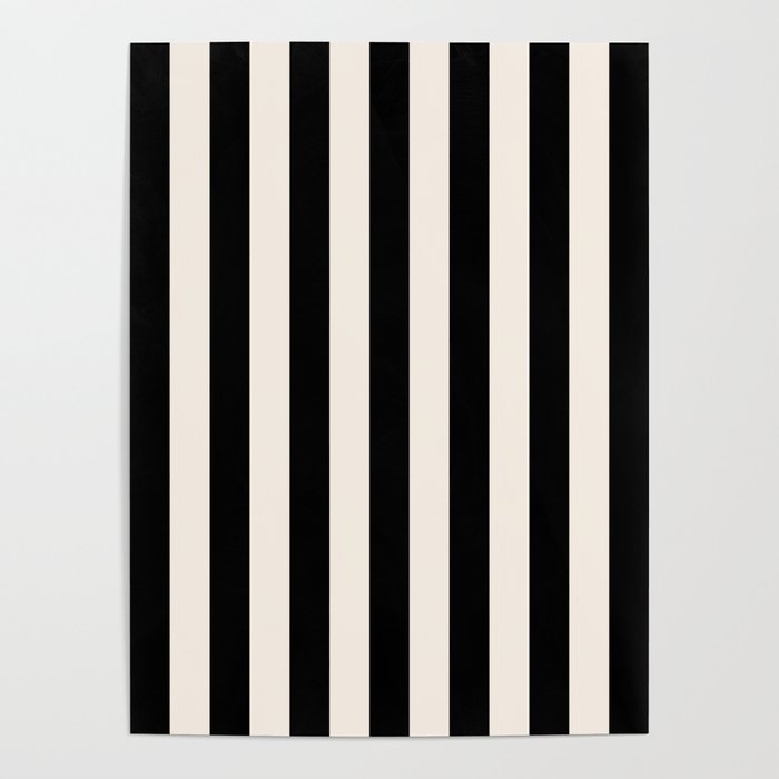 Black And Cream White Vertical Stripes Poster Gallery Image 1