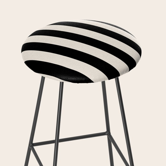 Black And Cream White Vertical Stripes Stool Gallery Image 2