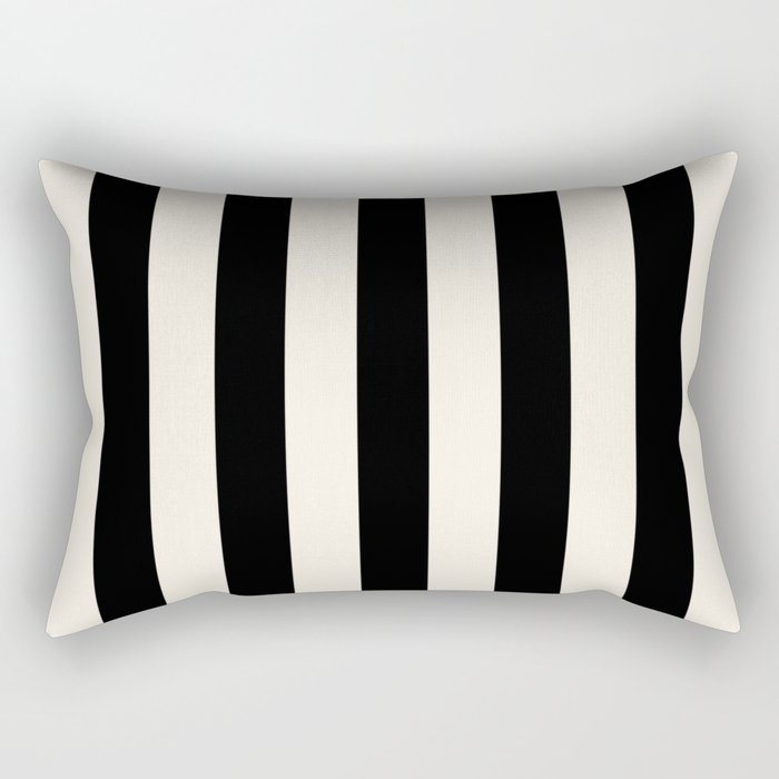 Black And Cream White Vertical Stripes Rectangular Pillow Gallery Image 2