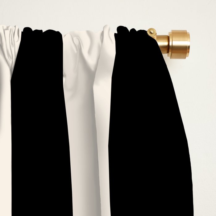 Black And Cream White Vertical Stripes Window Curtain Gallery Image 2
