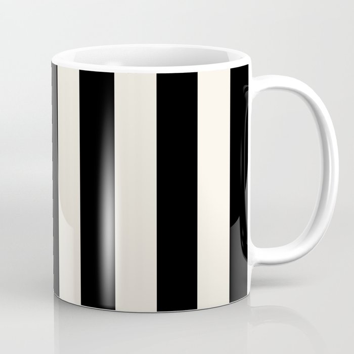Black And Cream White Vertical Stripes Coffee Mug Gallery Image 1