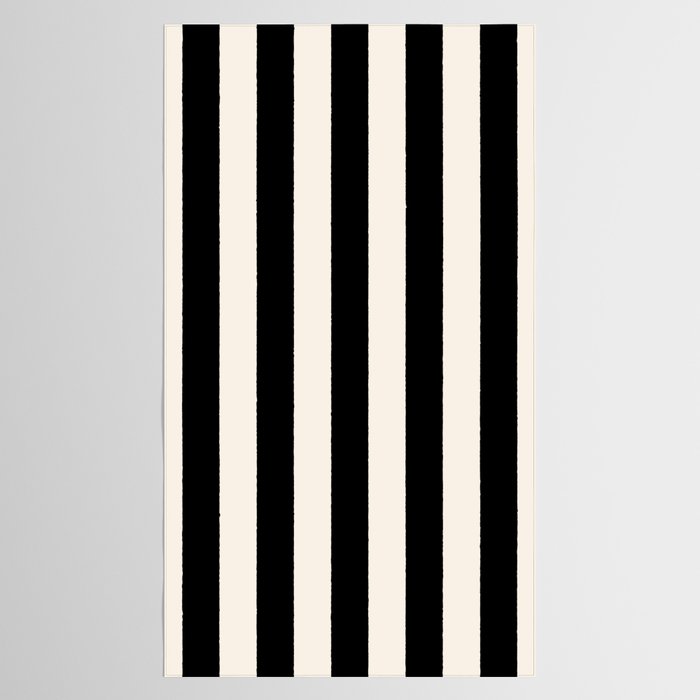 Black And Cream White Vertical Stripes Tablecloth Gallery Image 2