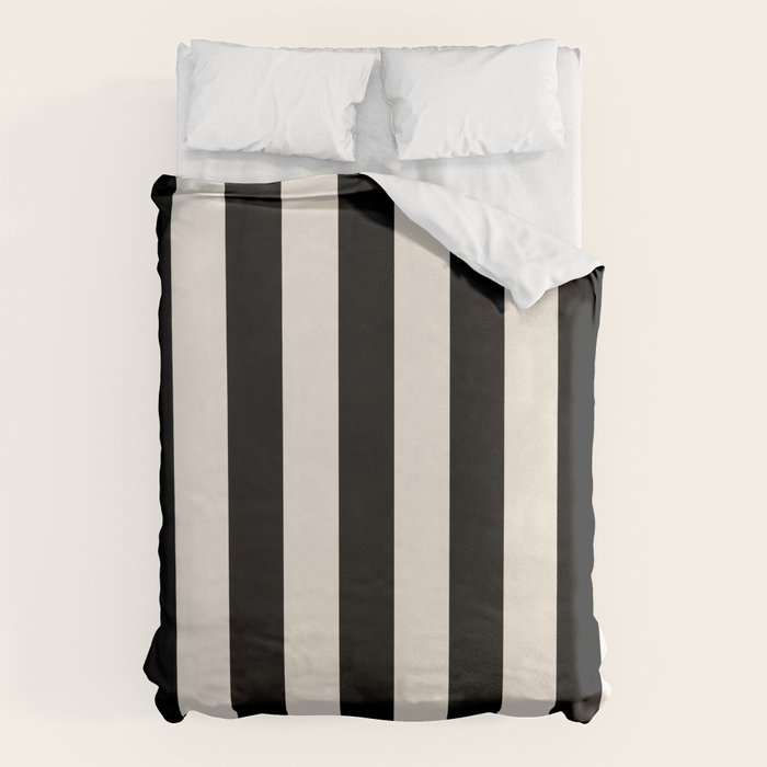 Black And Cream White Vertical Stripes Duvet Cover Gallery Image 6