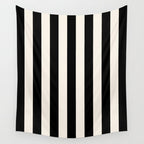Black And Cream White Vertical Stripes Wall Tapestry Gallery Image 4