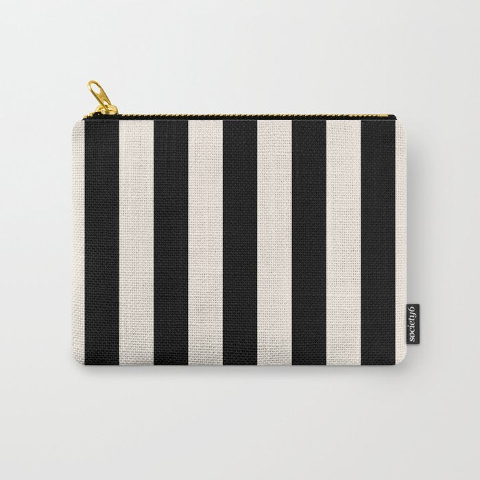 Black And Cream White Vertical Stripes Carry All Pouch Gallery Image 1