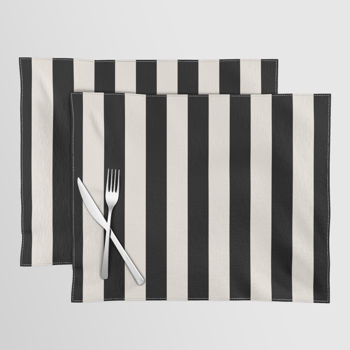 Black And Cream White Vertical Stripes Placemat Gallery Image 1