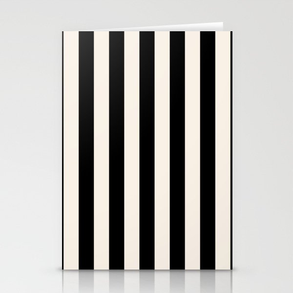Black And Cream White Vertical Stripes Stationery Card Gallery Image 1
