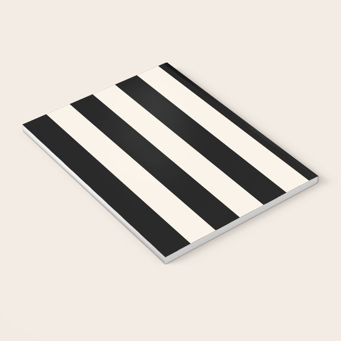 Black And Cream White Vertical Stripes Notebook Gallery Image 3