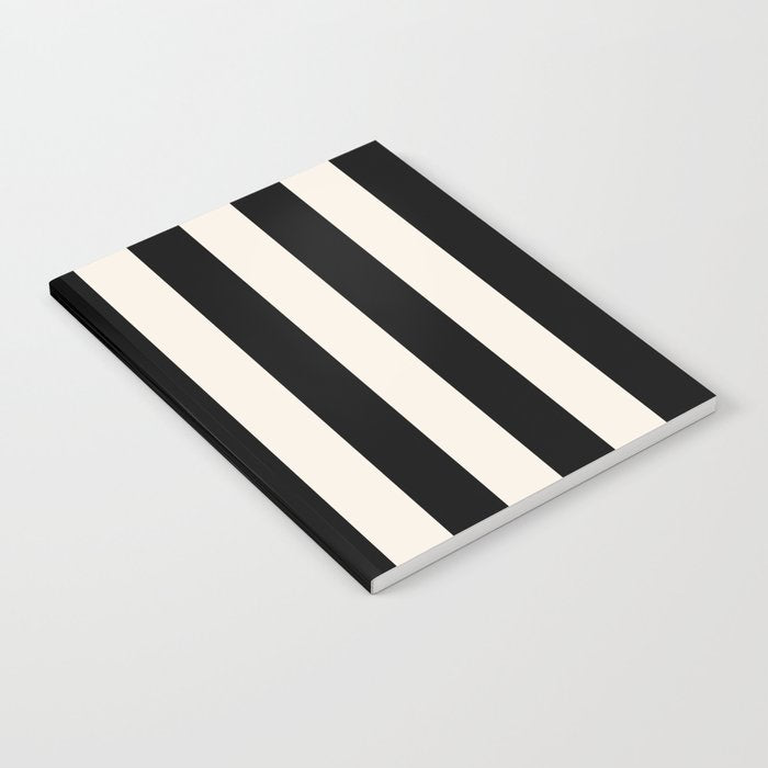 Black And Cream White Vertical Stripes Notebook Gallery Image 1