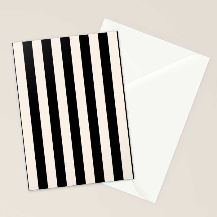 Black And Cream White Vertical Stripes Stationery Card Gallery Image 2