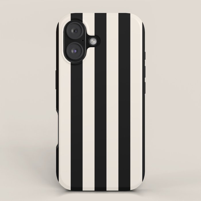 Black And Cream White Vertical Stripes iPhone Case Gallery Image 1
