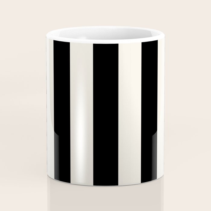 Black And Cream White Vertical Stripes Coffee Mug Gallery Image 4