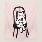 Tea time with cat Wall Tapestry Gallery Image 4