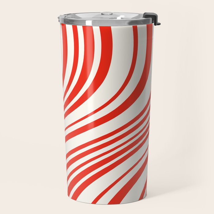 Wavy Stripes I - Red & White Candy Cane Travel Mug Gallery Image 2