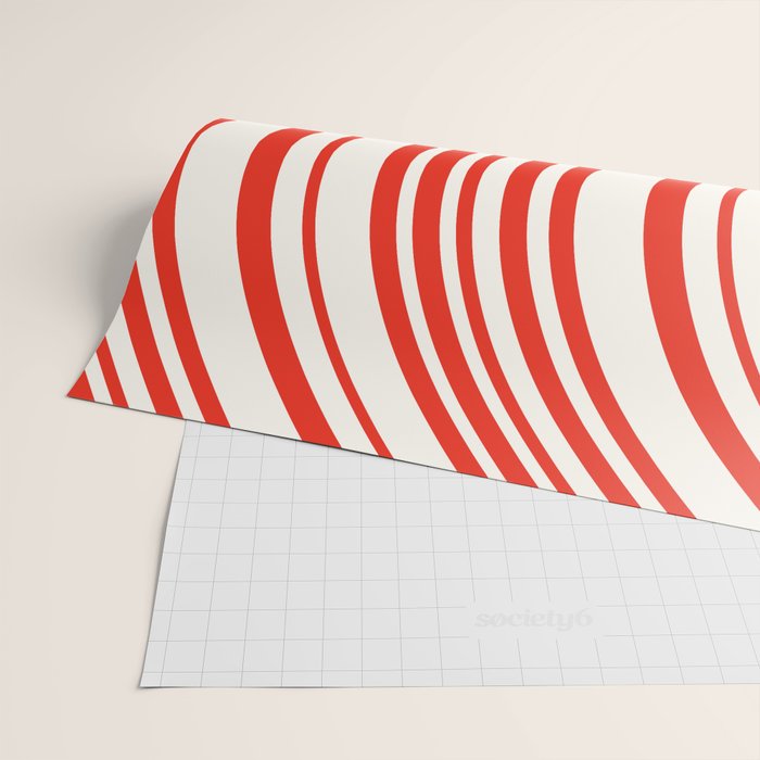 Wavy Stripes I - Red & White Candy Cane Wrapping Paper Gallery Image 2
