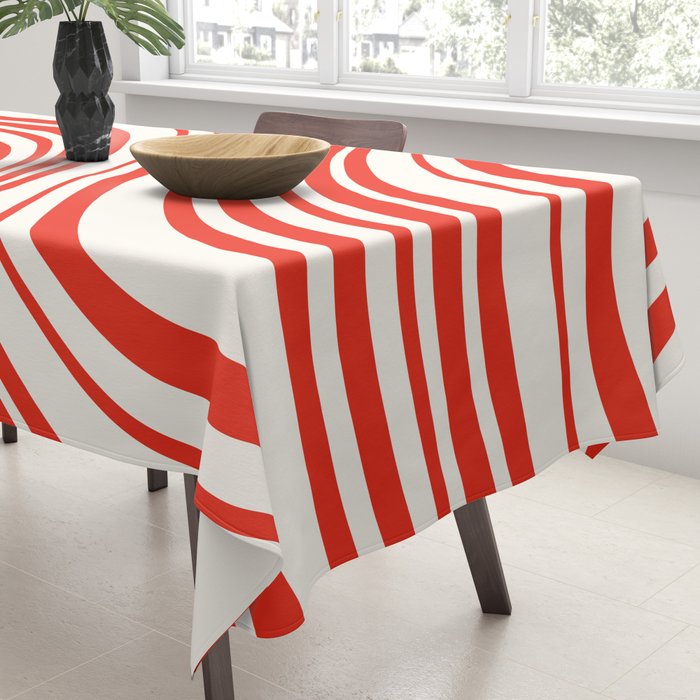 Wavy Stripes I - Red & White Candy Cane Tablecloth Gallery Image 3