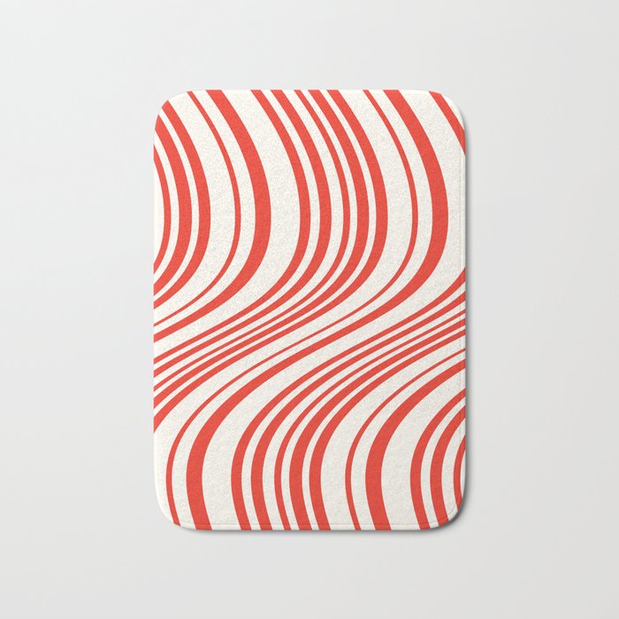 Wavy Stripes I - Red & White Candy Cane Bath Mat Gallery Image 1