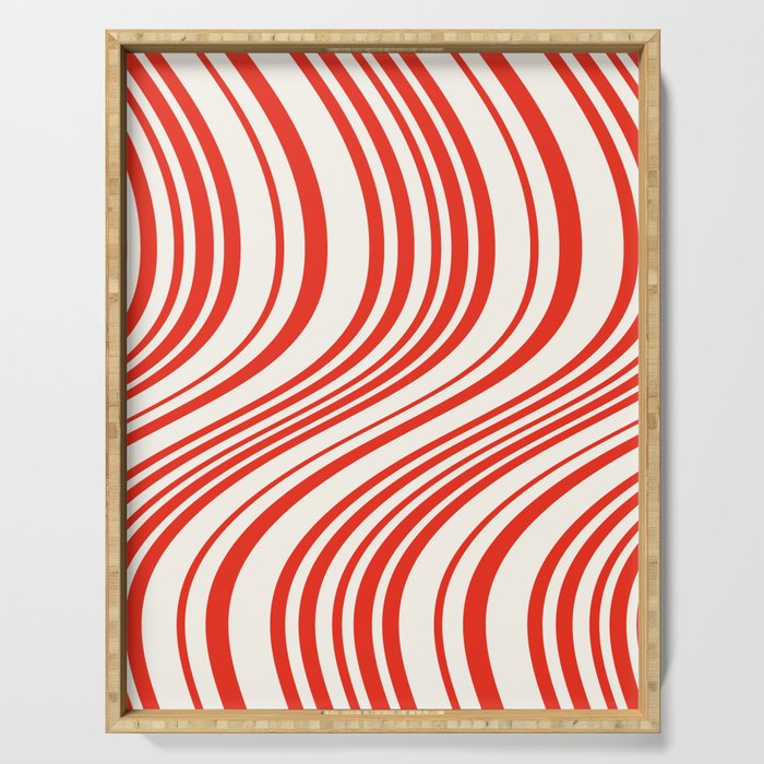 Wavy Stripes I - Red & White Candy Cane Serving Tray Gallery Image 1