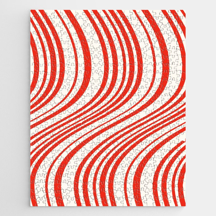 Wavy Stripes I - Red & White Candy Cane Jigsaw Puzzle Gallery Image 1