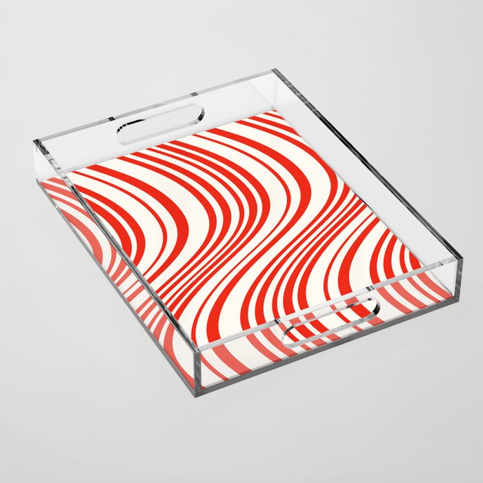 Wavy Stripes I - Red & White Candy Cane Acrylic Tray Gallery Image 1