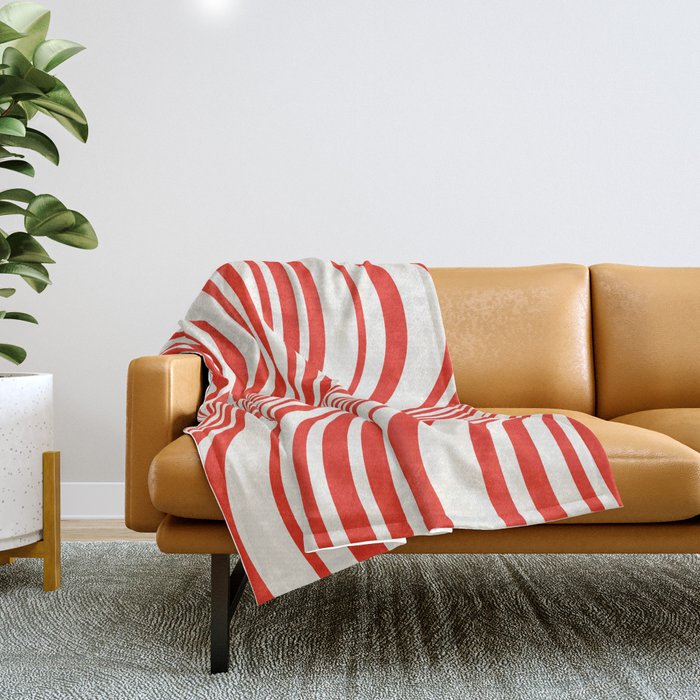 Wavy Stripes I - Red & White Candy Cane Throw Blanket Gallery Image 1