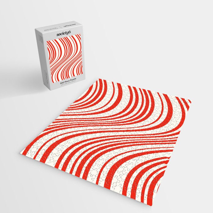 Wavy Stripes I - Red & White Candy Cane Jigsaw Puzzle Gallery Image 2
