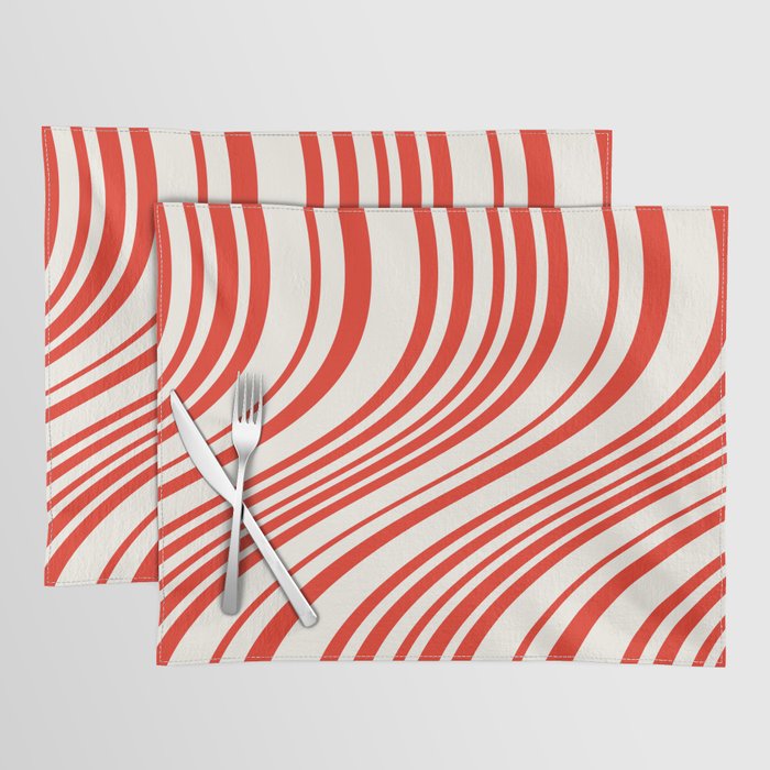 Wavy Stripes I - Red & White Candy Cane Placemat Gallery Image 1
