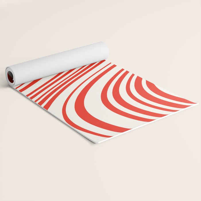 Wavy Stripes I - Red & White Candy Cane Yoga Mat Gallery Image 2