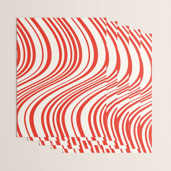 Wavy Stripes I - Red & White Candy Cane Wrapping Paper Gallery Image 3