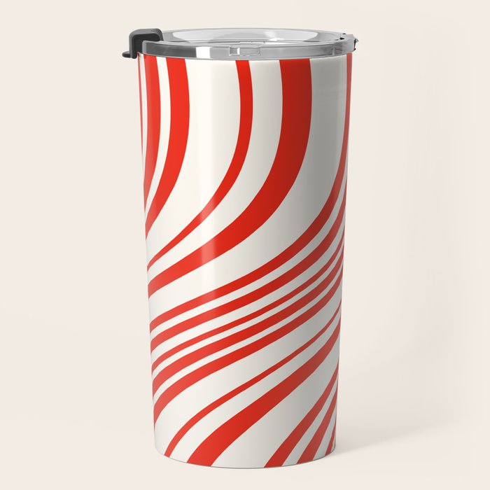 Wavy Stripes I - Red & White Candy Cane Travel Mug Gallery Image 3