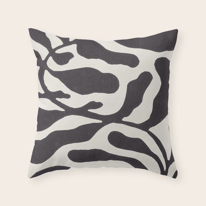 One Hundred-Leaved Plant #21 / Lino Print Throw Pillow Gallery Image 6