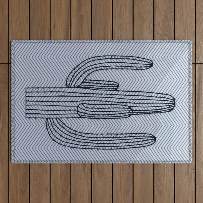 Deserted Cactus - chevron slate Outdoor Rug Gallery Image 1