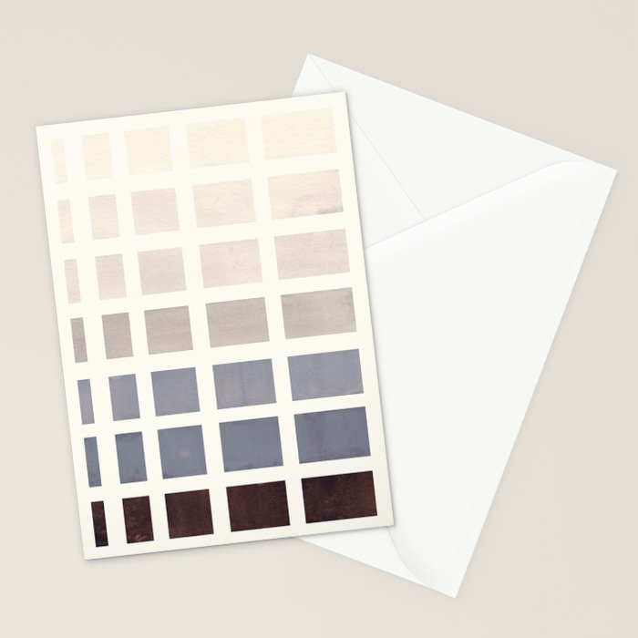 Grey Taupe Watercolor Gouache Geometric Square Matrix Pattern Stationery Card Gallery Image 2