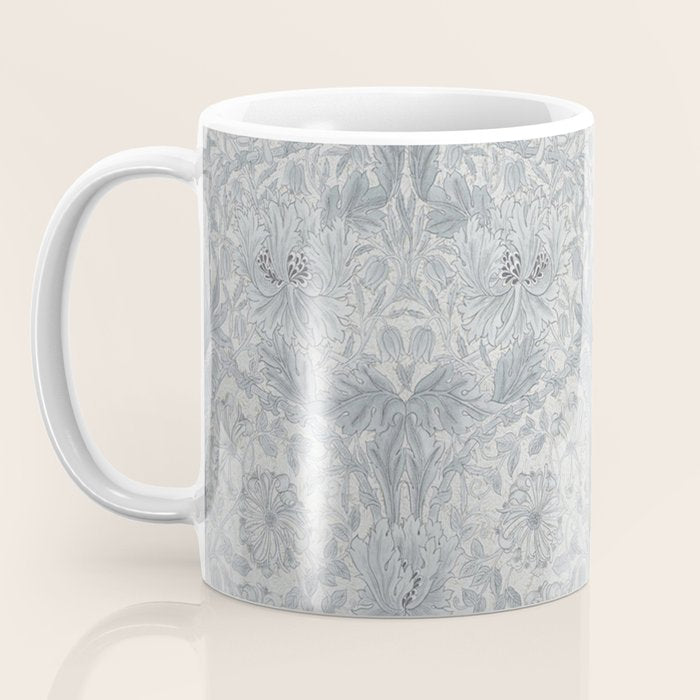 William Morris Honeysuckle & Tulip Cloud Grey Coffee Mug Gallery Image 3