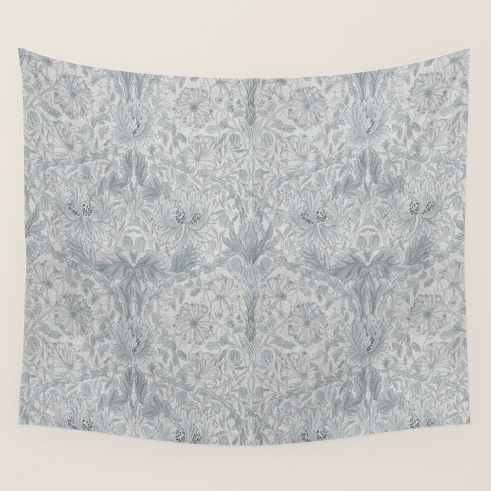 William Morris Honeysuckle & Tulip Cloud Grey Wall Tapestry Gallery Image 1