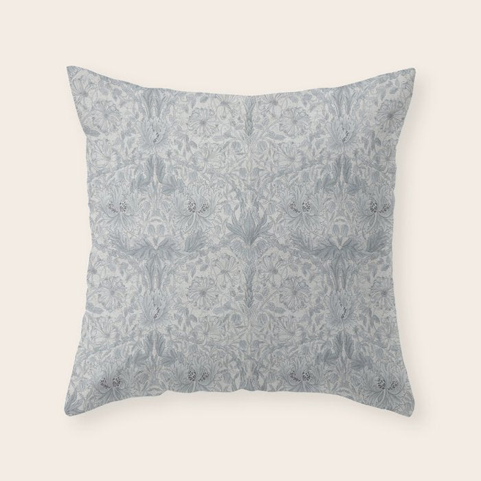 William Morris Honeysuckle & Tulip Cloud Grey Throw Pillow Gallery Image 6