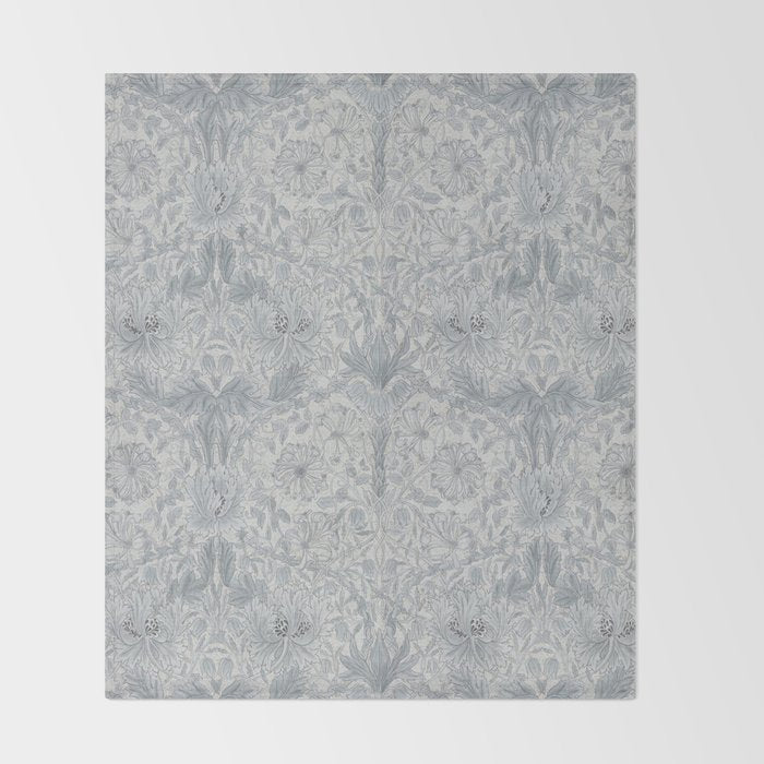 William Morris Honeysuckle & Tulip Cloud Grey Throw Blanket Gallery Image 2