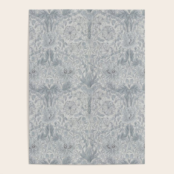 William Morris Honeysuckle & Tulip Cloud Grey Poster Gallery Image 4