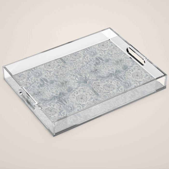 William Morris Honeysuckle & Tulip Cloud Grey Acrylic Tray Gallery Image 1
