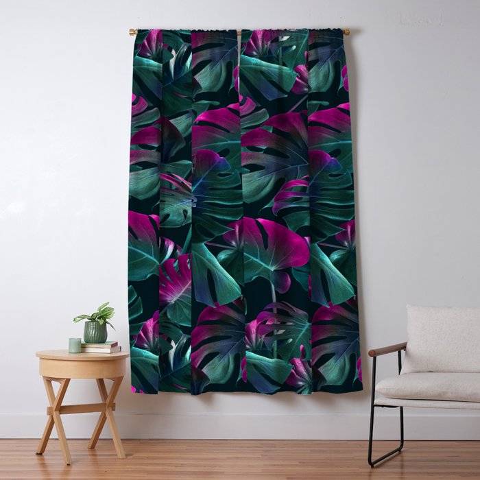 Tropical Monstera Leaf Garden Window Curtain Gallery Image 5